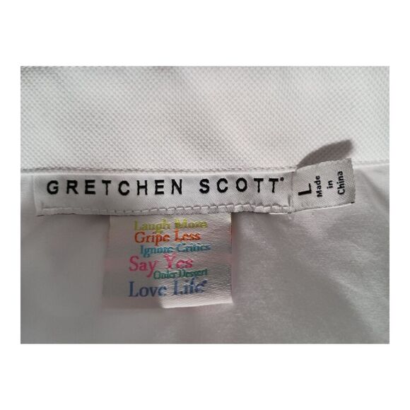 Gretchen Scott Blouse L Womens White Basic Shirt Button-Up Casual Collard Top - Picture 3 of 4